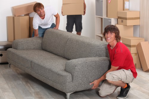Professional removals van loading in central London