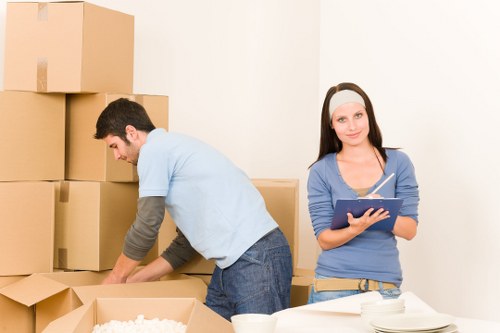 Organised moving boxes prepared for a Mayfair relocation